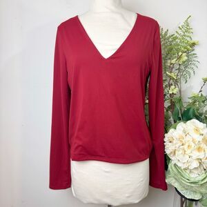 OLD NAVY | v-neck shirt | large | red shine stretch